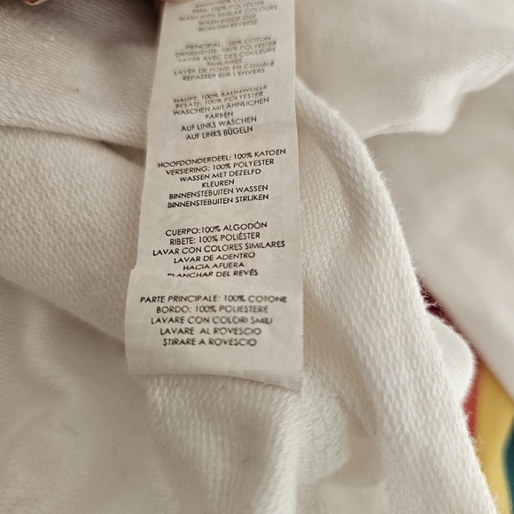 Retro Athleisure White Crop Sweatshirt Rainbow Long Sleeve Medium Vintage Sporty - Picture 4 of 5